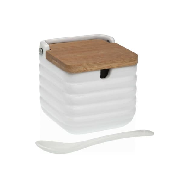 Sockerströare Versa Vit Keramik Bambu Dolomite 8,3 x 8,3 x 8,3 cm