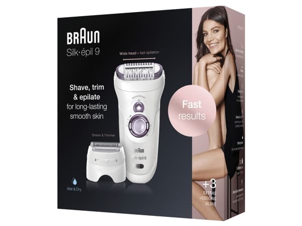 Braun Silk-épil 9 81706314, Valkoinen, Violetti, 40 pinsettiä, Bikini, Front thigh, Käsivarsien yläsisäpuoli, Outer upper arms, Ihokarvojenajo, LED,