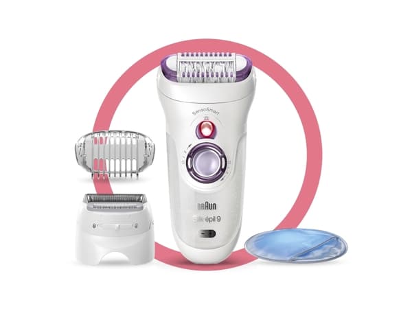 Braun Silk-épil 9 81706314, Valkoinen, Violetti, 40 pinsettiä, Bikini, Front thigh, Käsivarsien yläsisäpuoli, Outer upper arms, Ihokarvojenajo, LED,