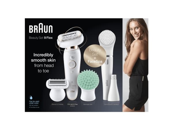 Braun Silk-épil 9 SES9300 Guld, Hvid, 40 pincetter incl. ansigtsbørste