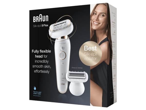 Braun Silk-épil 9-9002 Flex, Gull, Hvit, 40 pinsetter, Armhule, Bikini, Front thigh, Indre overarmer, Epilering, Barbering, LED, 0,5 mm