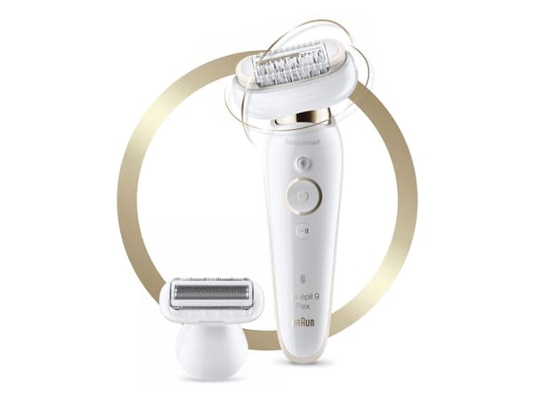 Braun Silk-épil 9-9002 Flex, Gull, Hvit, 40 pinsetter, Armhule, Bikini, Front thigh, Indre overarmer, Epilering, Barbering, LED, 0,5 mm