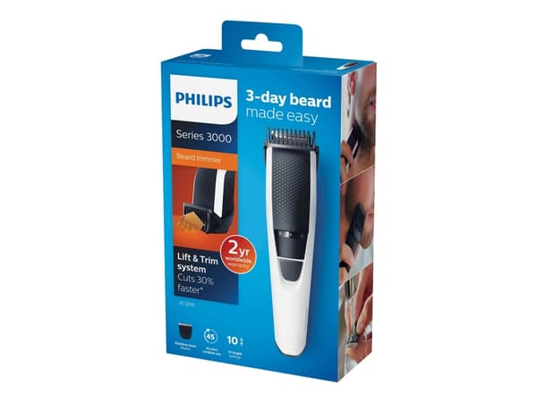 Philips 3000 series Beardtrimmer series 3000 BT3206/14 Partatrimmeri, Pestävä, Öljyvapaa huolto, Akku, Musta, Hopea musta, Hopea