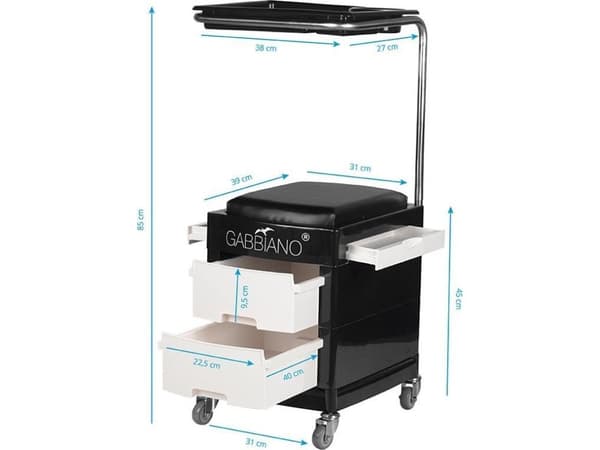Activeshop POMOCNIK - TABORET DO PEDICURE 16 PLUS CZARNY/BIAŁY