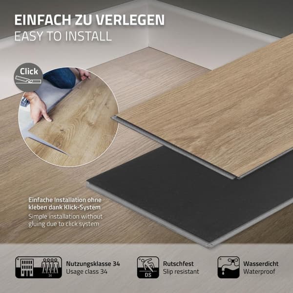7,5 m² Click vinyylilattia tammi 4,2 mm kulutuskerros lattia PVC ruskea laminaatti