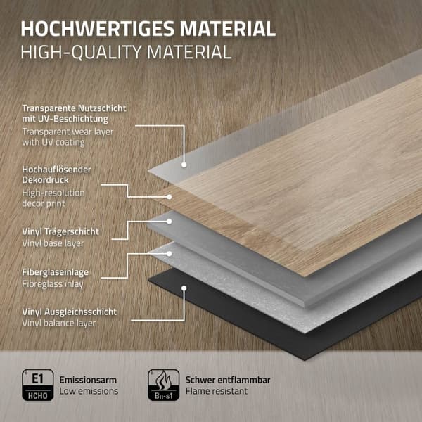 7,5 m² Click vinyylilattia tammi 4,2 mm kulutuskerros lattia PVC ruskea laminaatti