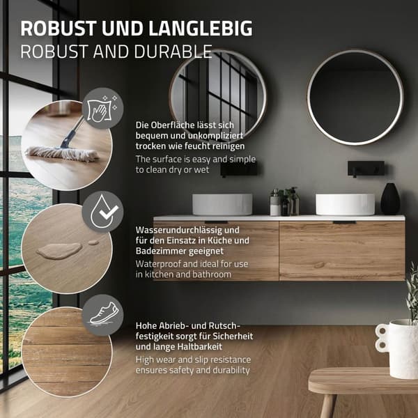 7,5 m² Click vinyylilattia tammi 4,2 mm kulutuskerros lattia PVC ruskea laminaatti