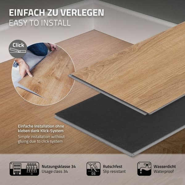4,5 m² Click vinylgolv ek 4,2 mm slitskikt brunt golv laminat PVC