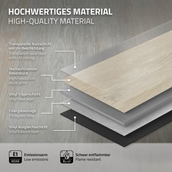7,5 m² Click vinylgolv ek 4,2 mm slitskikt brunt PVC-laminatgolv