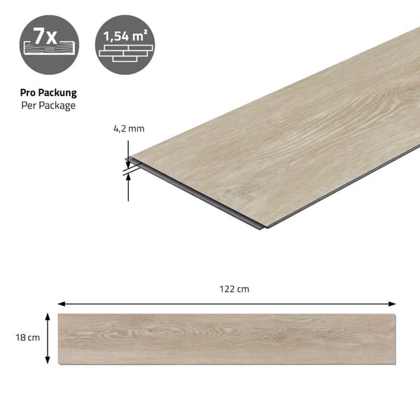 7,5 m² Click vinylgolv ek 4,2 mm slitskikt brunt PVC-laminatgolv