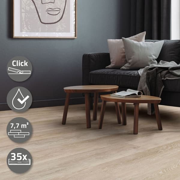 7,5 m² Click vinylgolv ek 4,2 mm slitskikt brunt PVC-laminatgolv