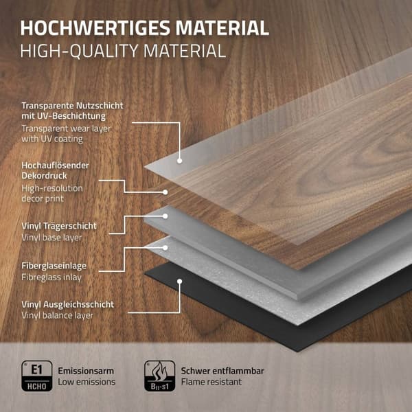 3 m² Click vinylgolv ek 4,2 mm slitskikt brunt golv PVC-laminat