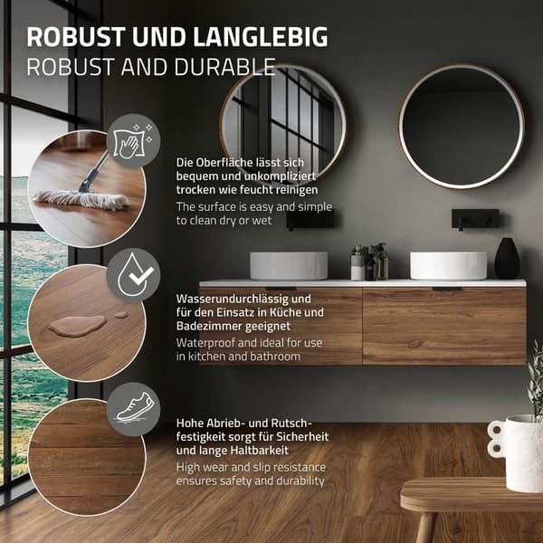 3 m² Click vinylgolv ek 4,2 mm slitskikt brunt golv PVC-laminat