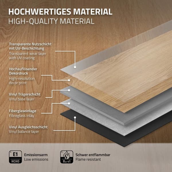 6 m² Click vinylgulv eg 4,2 mm slidlag brun gulvbelægning laminat PVC