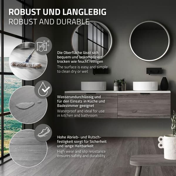 3 m² Klikvinylgulv Hickory 4,2 mm slidlag Grå PVC-gulv Laminat