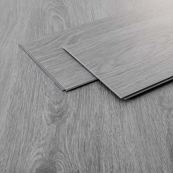 7,5 m² Click-vinyylilattia Hickory 4,2 mm kulutuskerros Harmaa PVC-lattia Laminaatti