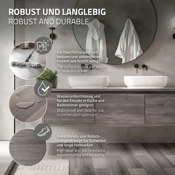 Deluxe självhäftande PVC-vinylgolv för 2,3 m² furugrå 2 mm tjock ML-Design