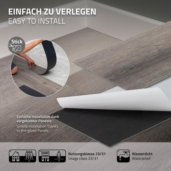 Deluxe självhäftande PVC-vinylgolv för 2,3 m² furugrå 2 mm tjock ML-Design