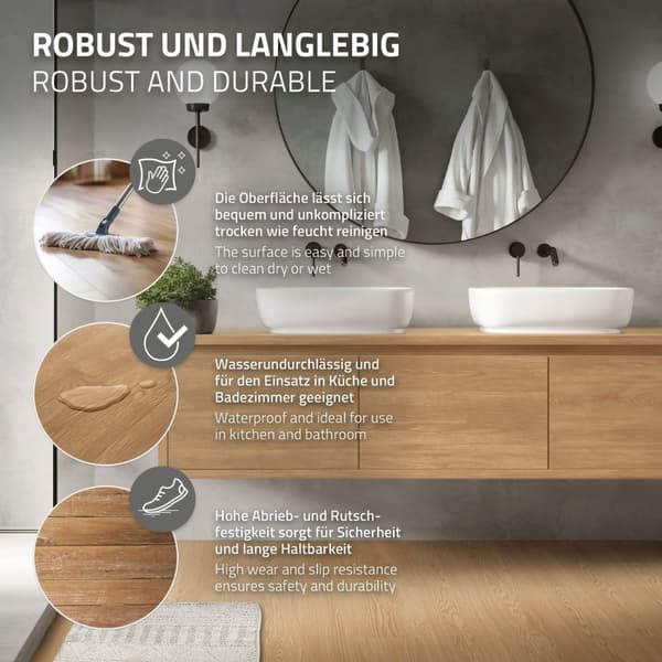 Deluxe PVC självhäftande vinylgolv för 2,3 m² Sundance ek 2 mm tjock ML design