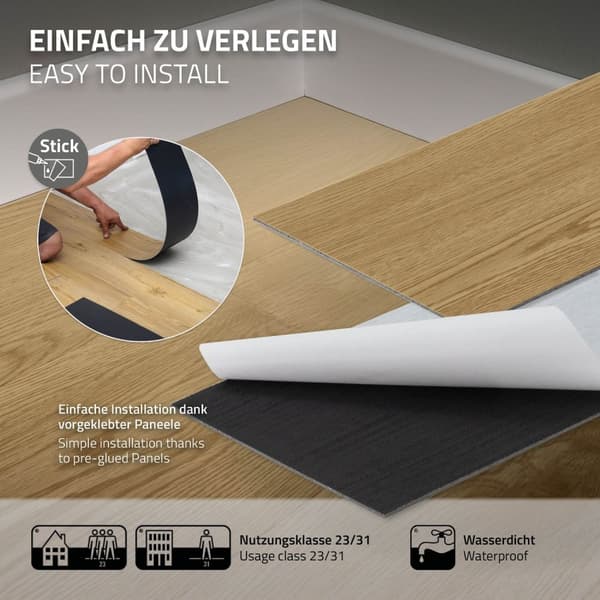 11,5 m² PVC-liimavinyylilattia Vinyylilattia Laminaattilattia Luonnollinen tammi