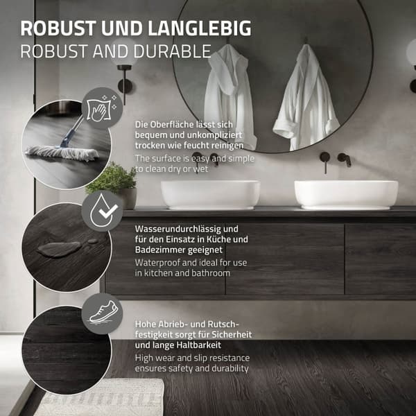 9,2 m² PVC självhäftande vinylgolv Vinylgolv Laminatgolv Mörkgrå