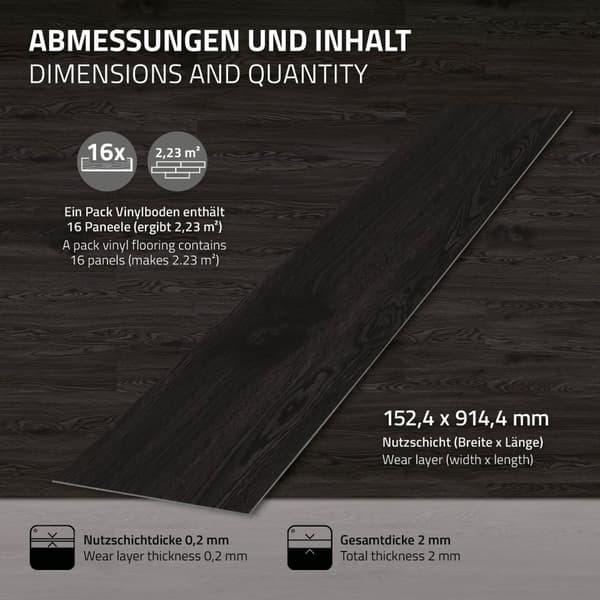 9,2 m² PVC självhäftande vinylgolv Vinylgolv Laminatgolv Mörkgrå