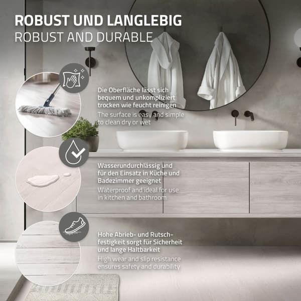 11,5 m² PVC självhäftande vinylgolv Vinylgolv Laminatgolv Vit ek