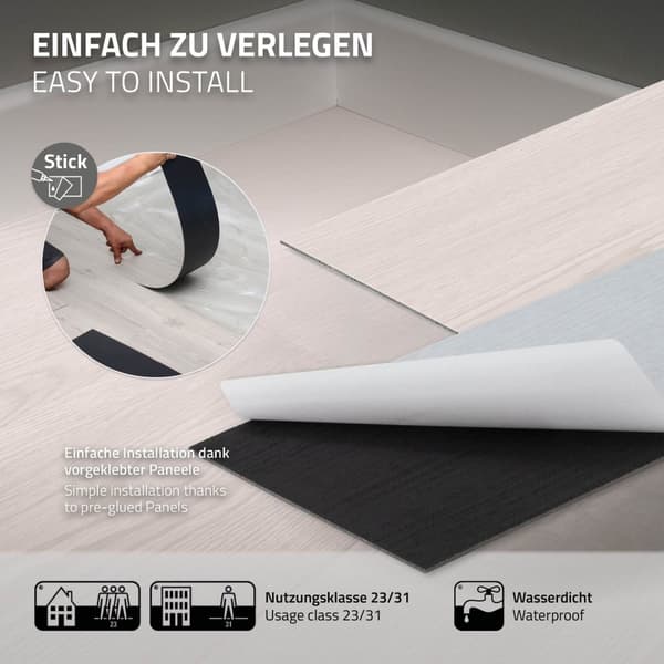 11,5 m² PVC självhäftande vinylgolv Vinylgolv Laminatgolv Vit ek