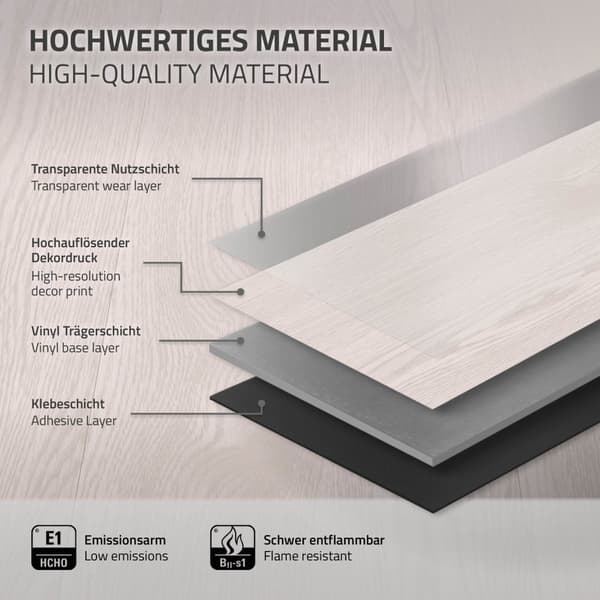 11,5 m² PVC självhäftande vinylgolv Vinylgolv Laminatgolv Vit ek