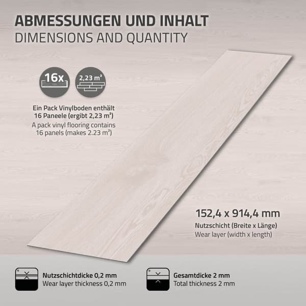 11,5 m² PVC självhäftande vinylgolv Vinylgolv Laminatgolv Vit ek