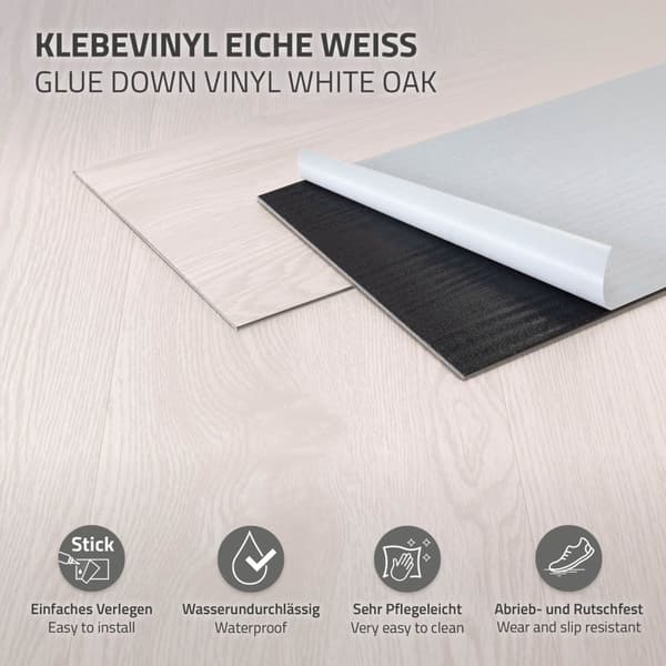 11,5 m² PVC självhäftande vinylgolv Vinylgolv Laminatgolv Vit ek