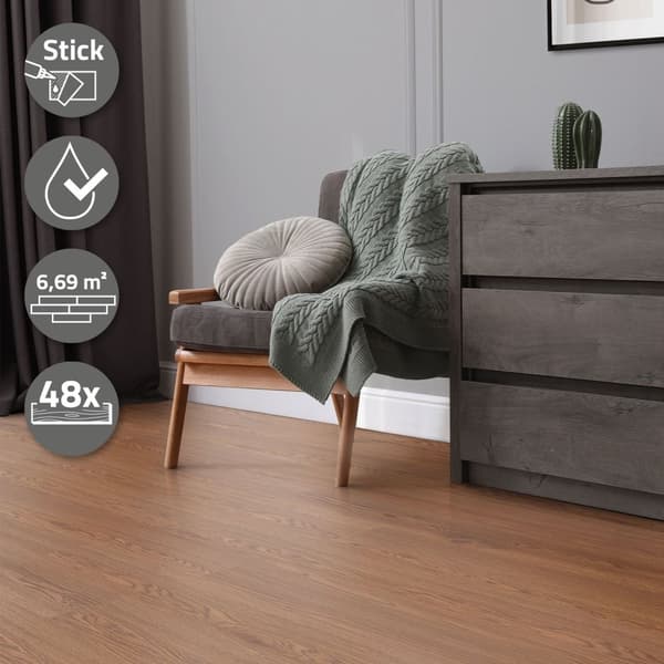 6,9 m² PVC-liimavinyylilattia Vinyylilattia Laminaattilattia Punatammilattia