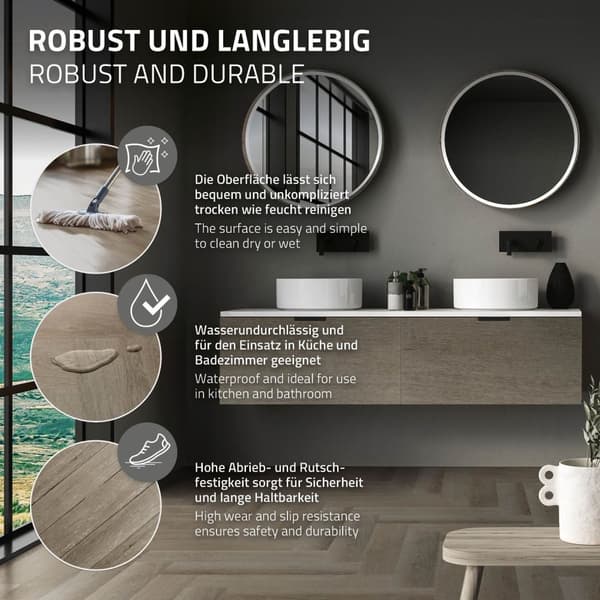 ML-Design Deluxe PVC-golv, klick vinylplankor vinylgolv, 61cmx12,8cmx4,2mm, tjocklek 4,2mm, 1,56m²/20 plankor, fiskbensmönstrad mörk ek, brun,