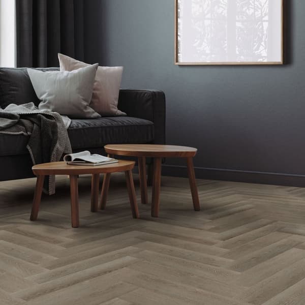 ML-Design Deluxe PVC-gulv, klikvinylplanker vinylgulv, 61cmx12,8cmx4,2mm, tykkelse 4,2mm, 7,8m²/100 planker, sildebensmørk eg, brun, trælook,