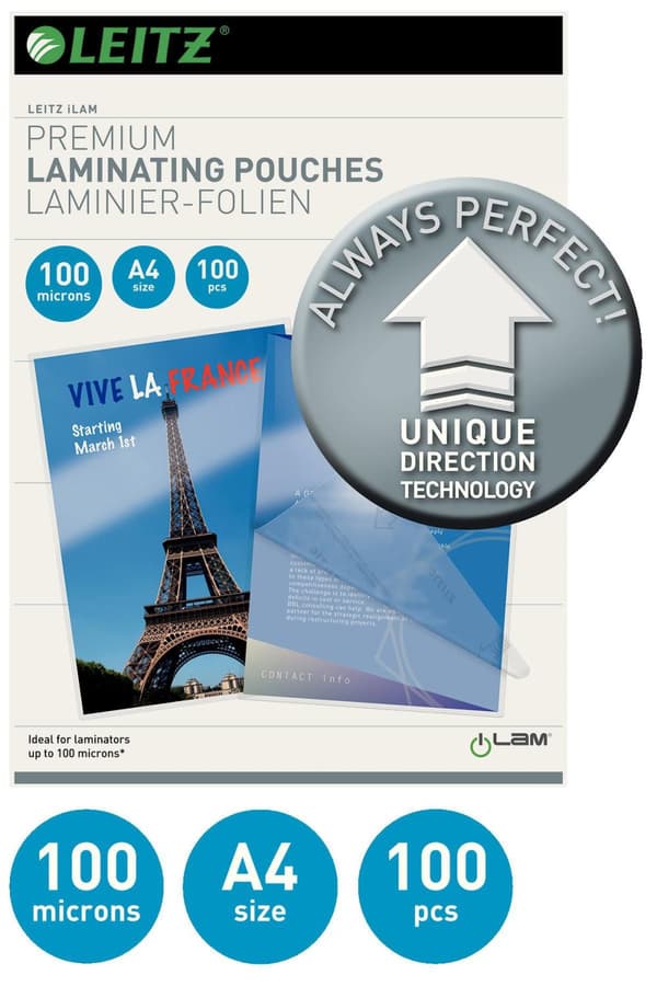 Laminat LEITZ UDT A4 100mic klar 100/fp