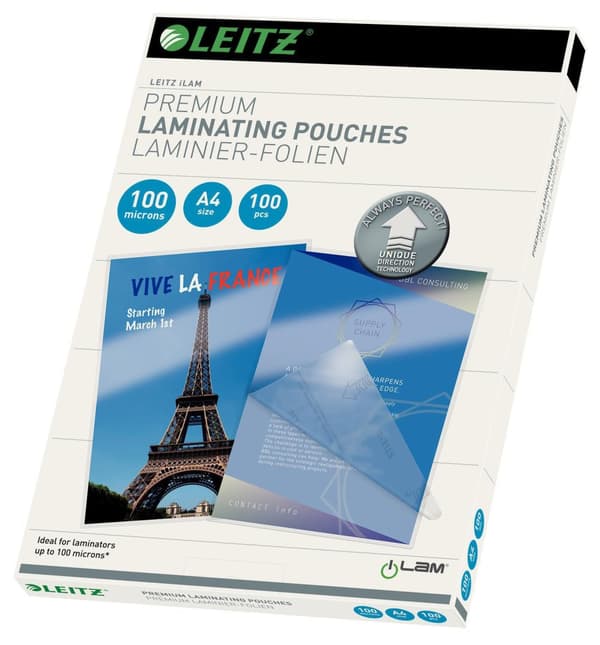 Laminat LEITZ UDT A4 100mic klar 100/fp
