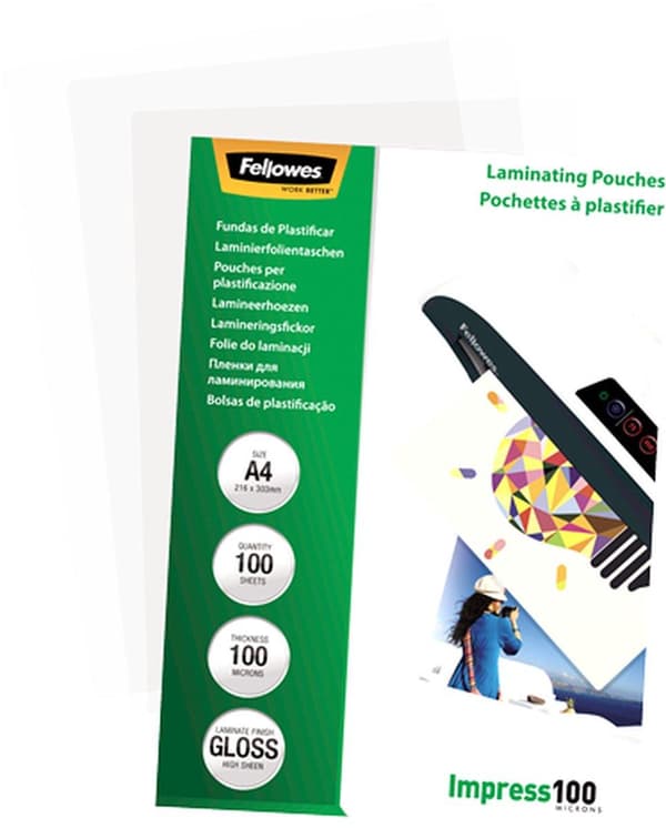 Fellowes A4 Glossy 100 Micron Lamineringspåse - 100 st