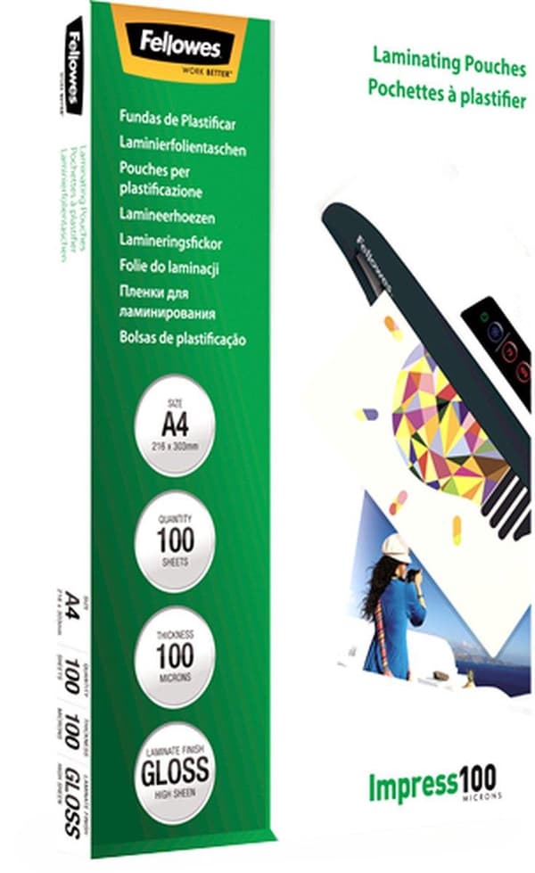 Fellowes A4 Glossy 100 Micron Lamineringspåse - 100 st