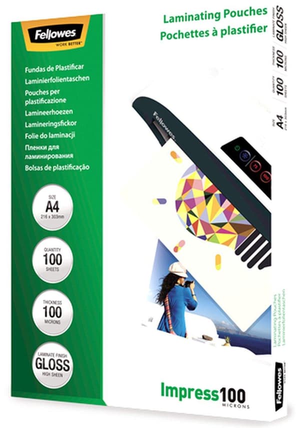 Fellowes A4 Glossy 100 Micron Lamineringspåse - 100 st