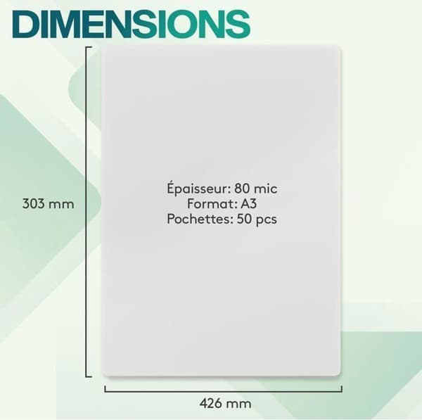 ACROPAQ 50 A3 lamineringsark 80 mikron - 50 lamineringspåsar - glansigt - rundade hörn