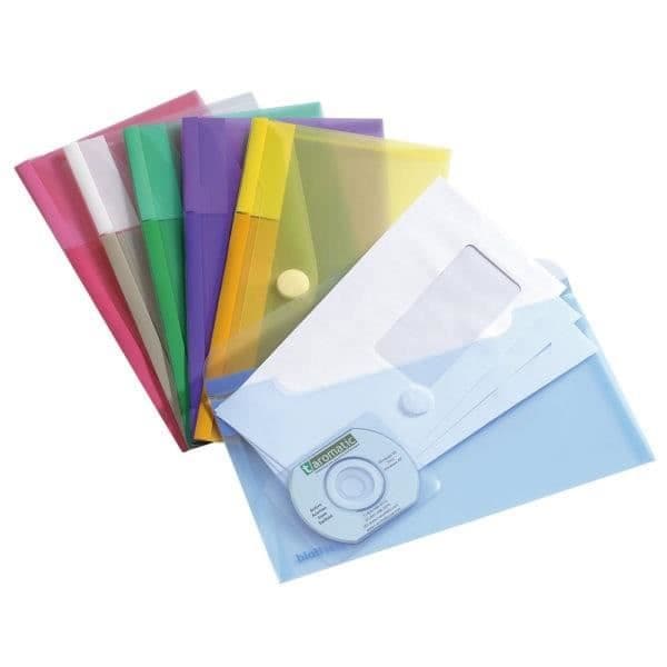 6 CHECKQUIER FORMAT kuvert med repor, blandade färger (blått, gult, grönt, rosa, lila, transparent) - TARIFOLD