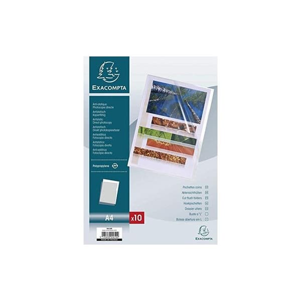 Hörnfickor A4 Slät polypropen 12x100e - EXACOMPTA - Transparent - Barn - Blandat