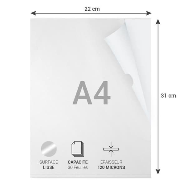Transparenta myntfickor A4 - Waytex - 931299 - 120 mikron - Paket med 50 - Släta