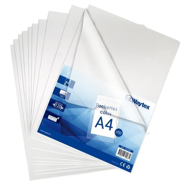Transparenta myntfickor A4 - Waytex - 931299 - 120 mikron - Paket med 50 - Släta