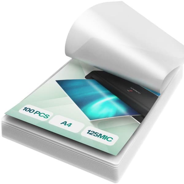 ACROPAQ 100 A4 lamineringsark - 125 mikrofoner, 100 fickor, blank, överlägsen kvalitet, rundade hörn