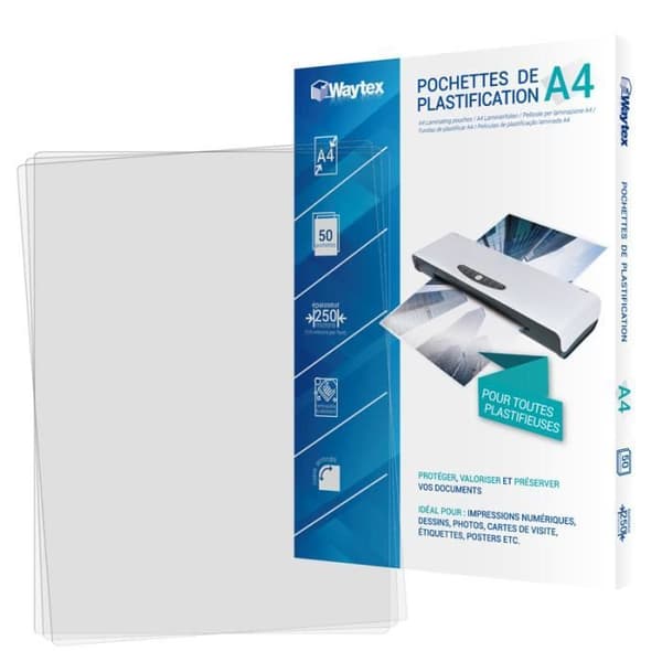 Tjocka lamineringspåsar 125 mikron per sida - A4-format - Paket med 50 st