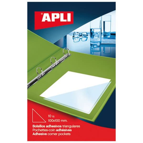 Klistret fickor - Apli - Triangulära - 17x17cm - Transparent - Set om 6