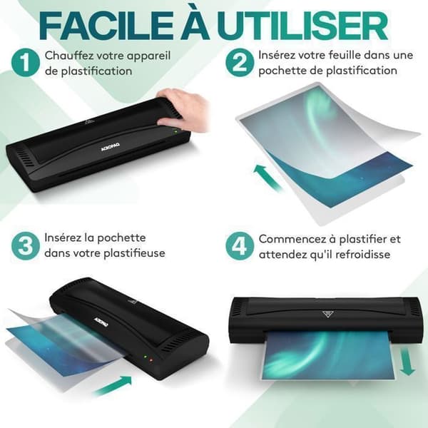 ACROPAQ 100 Plastfickor A4 100 mikron - 100 universella plastfickor - Glänsande - Rundade hörn