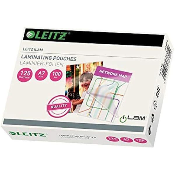 Lamineringspåsar - LEITZ - 33805 - 125 mikron - Transparent - Paket med 100 A7