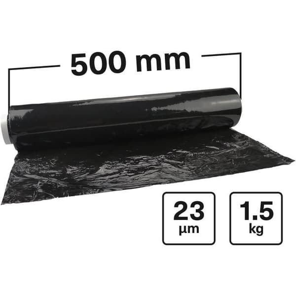 Film Stretch Black 23 mikron 500 mm 1,5 kg - Netuno